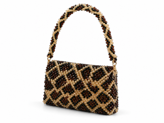 Black & Gold Diamond Beaded Handbag
