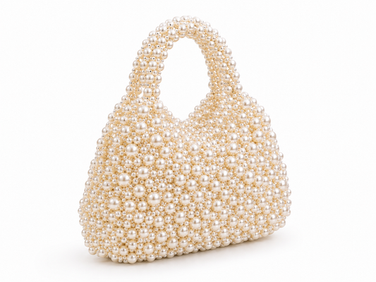 Champagne Gold Pearl Beaded Handbag