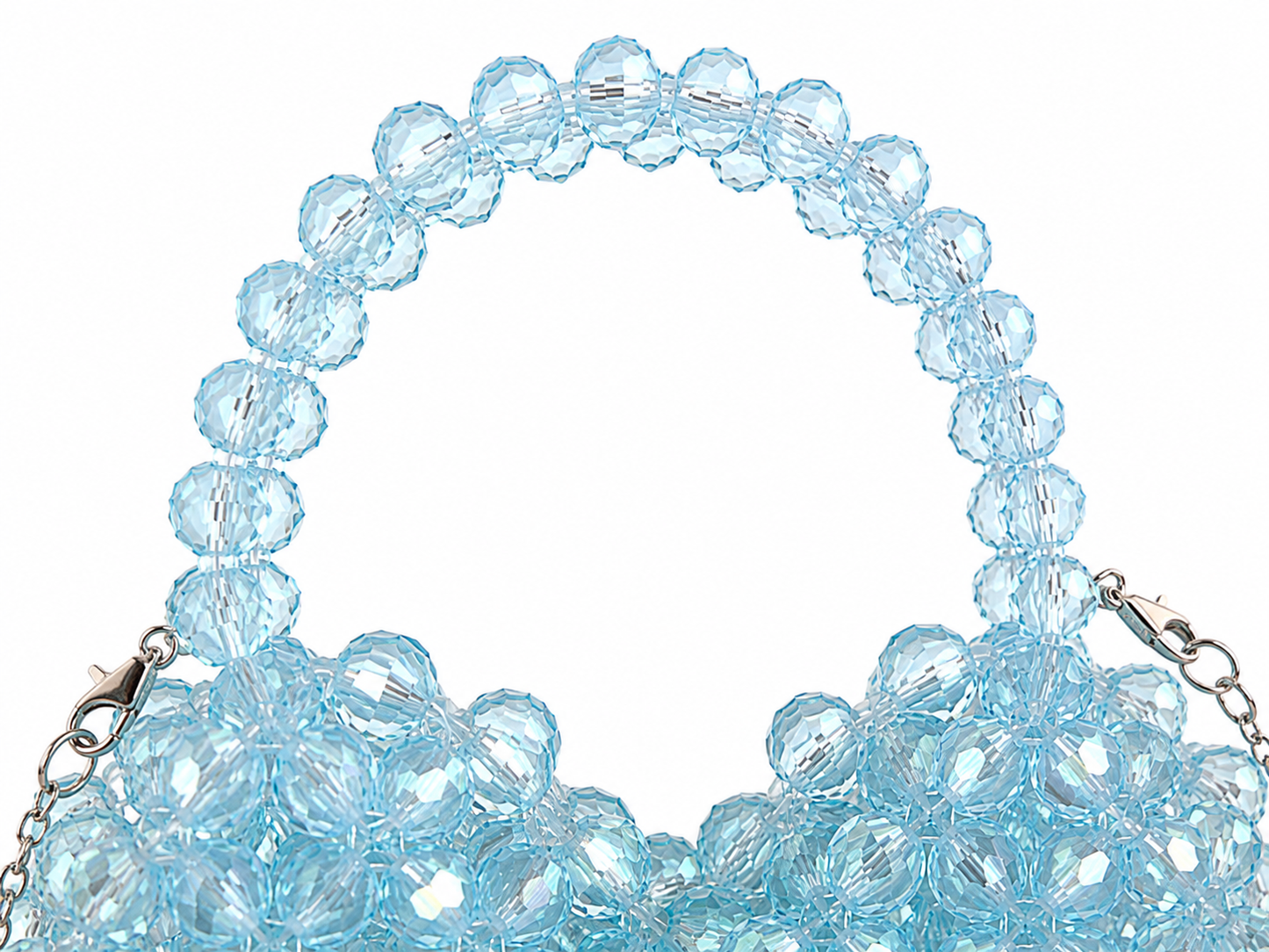 Ice Blue Crystal Beaded Shoulder Bag