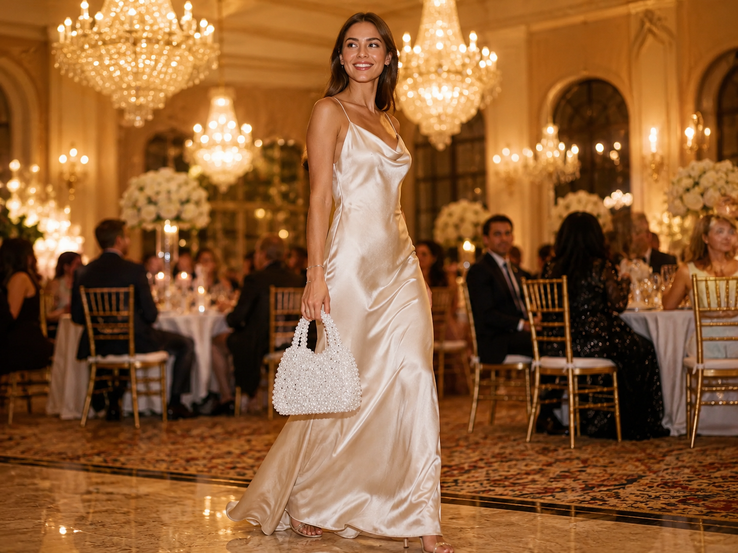 Ivory Crystal Beaded Luxury Handbag