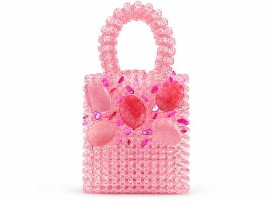 Pink Floral Crystal Beaded Handbag