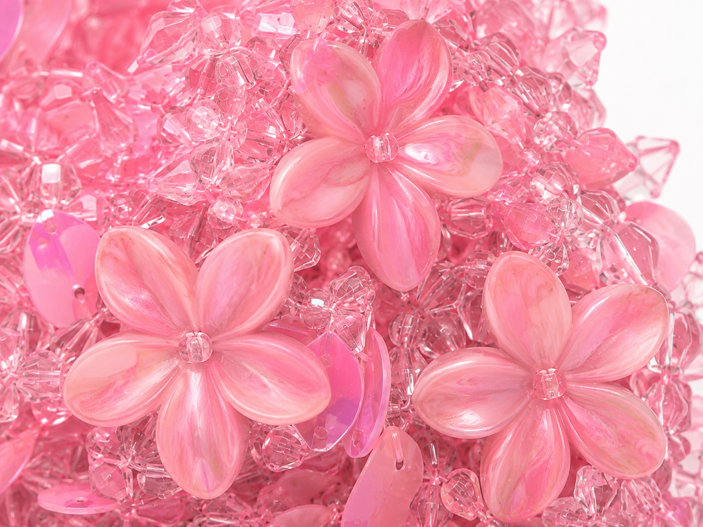 Rose Pink Floral Crystal Beaded Handbag