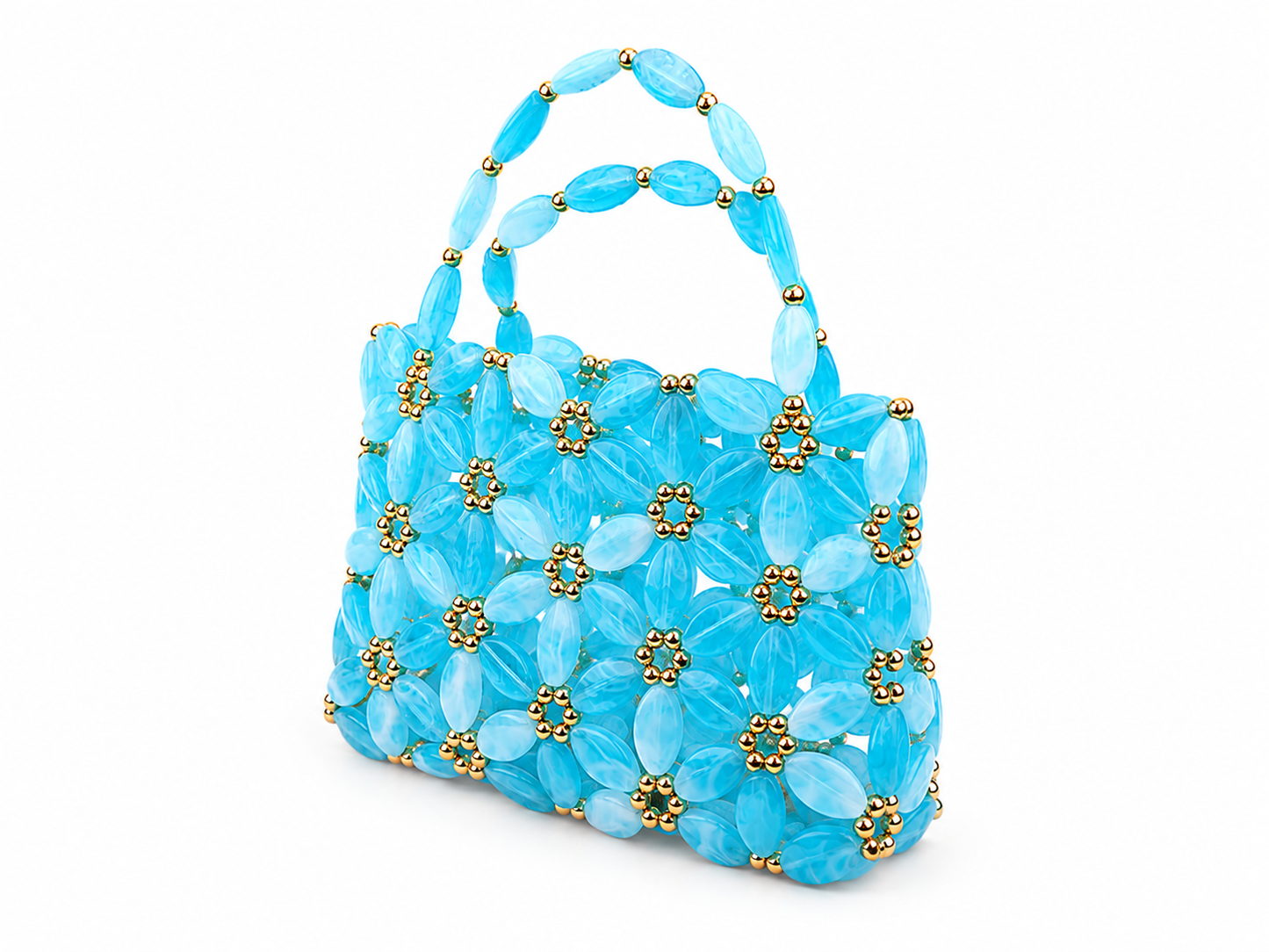 Turquoise Blue Crystal Beaded Handbag