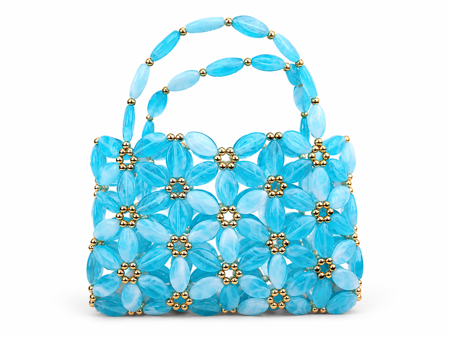 Turquoise Blue Crystal Beaded Handbag