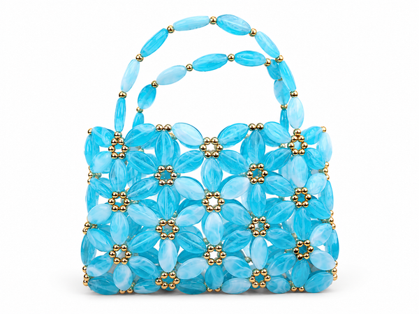 Turquoise Blue Crystal Beaded Handbag