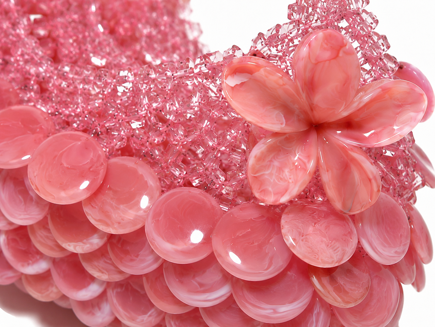 Rose Pink Floral Beaded Handbag
