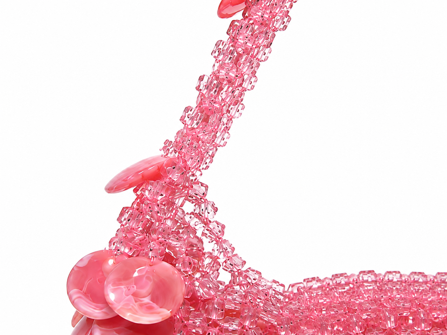 Rose Pink Floral Beaded Handbag