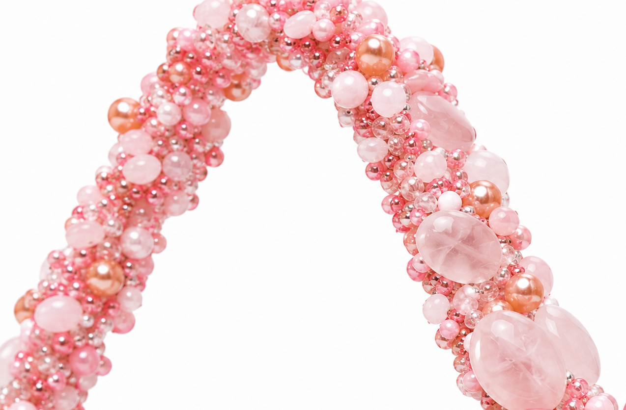 Blush Pink Beaded Handbag – Rose Pearl Statement Shoulder Bag
