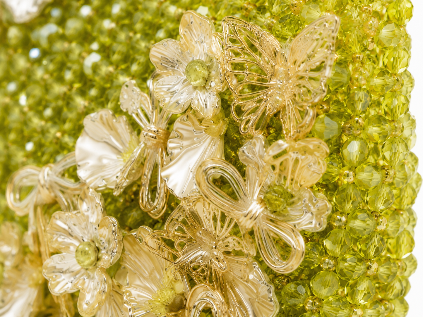 Lime Green Floral Beaded Handbag