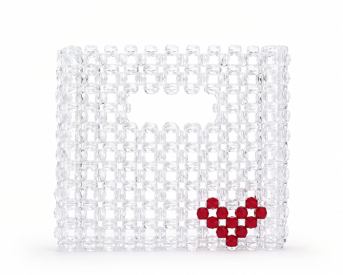 Crystal White Beaded Heart Handbag