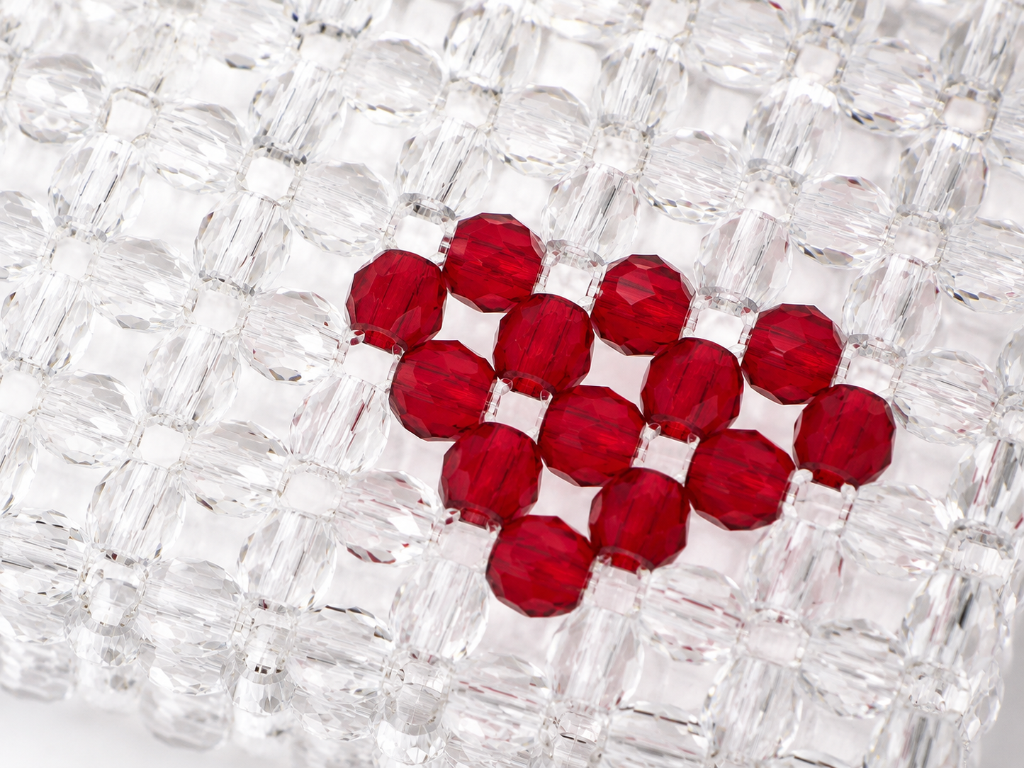 Crystal White Beaded Heart Handbag