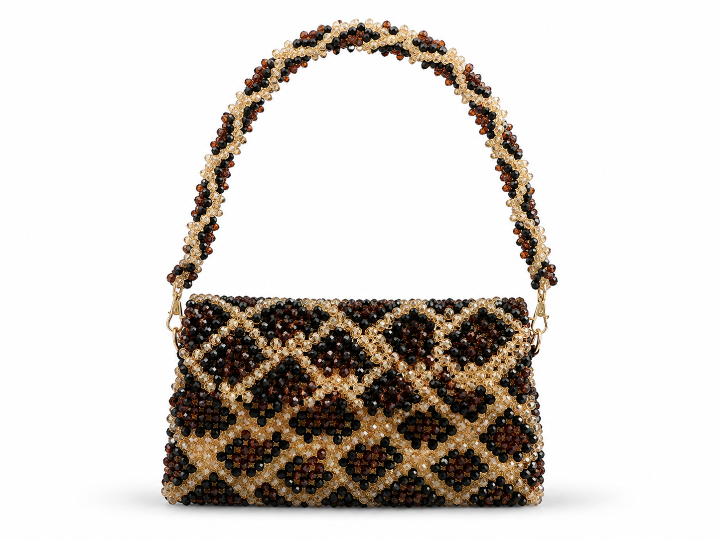 Black & Gold Diamond Beaded Handbag