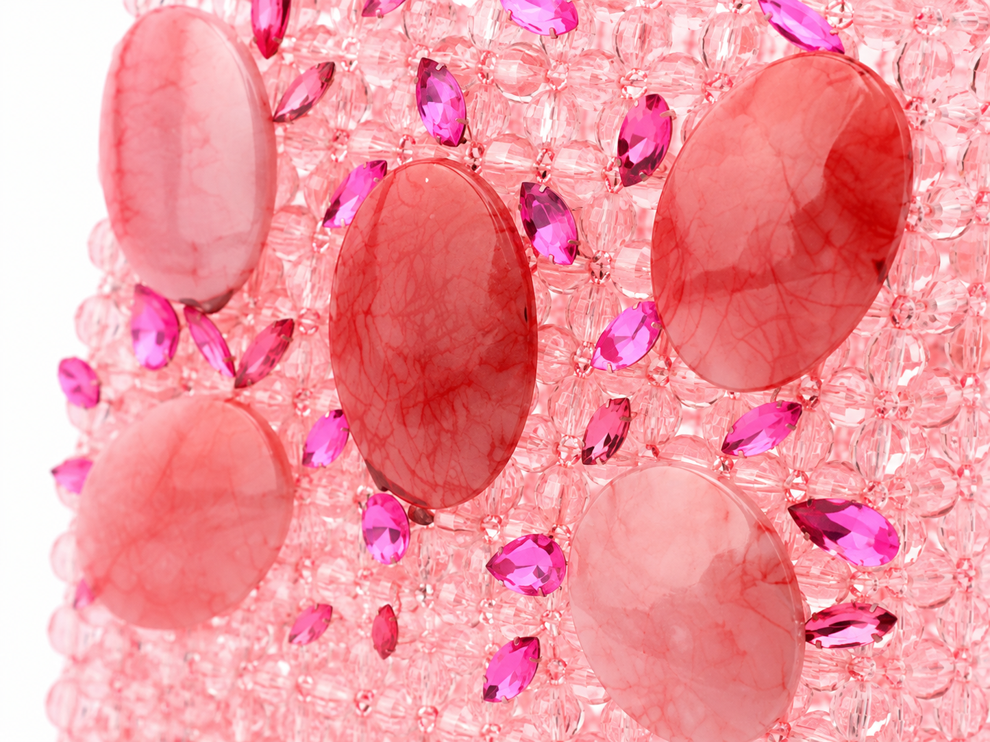 Pink Floral Crystal Beaded Handbag