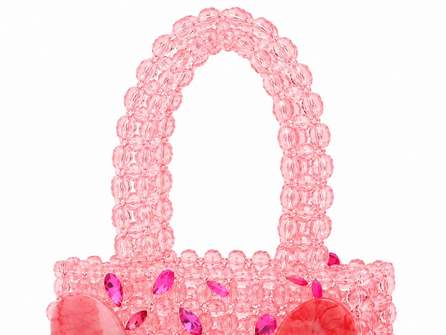 Pink Floral Crystal Beaded Handbag