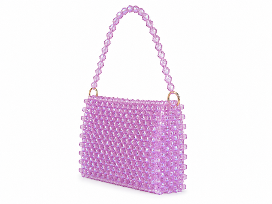 Lavender Crystal Beaded Shoulder Bag