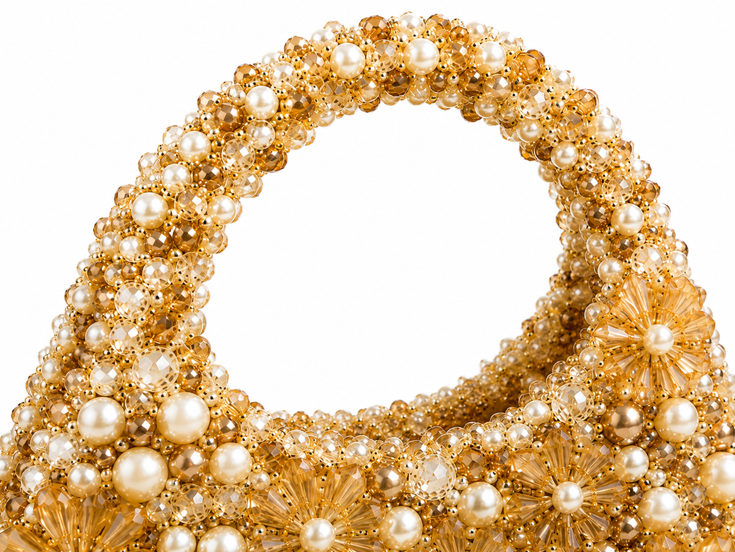 Champagne Gold Pearl Beaded Handbag