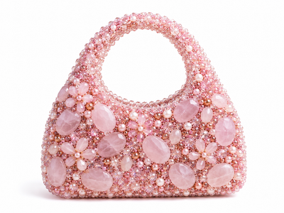 Blush Pink Crystal Beaded Handbag