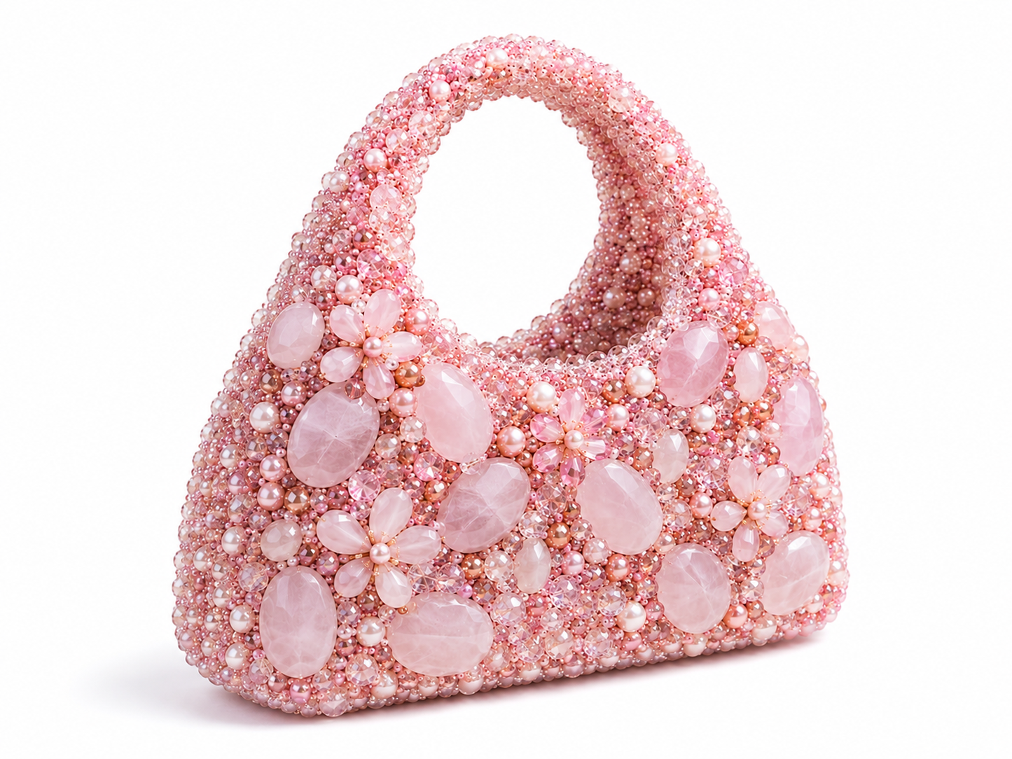 Blush Pink Crystal Beaded Handbag