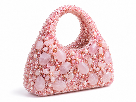 Blush Pink Crystal Beaded Handbag