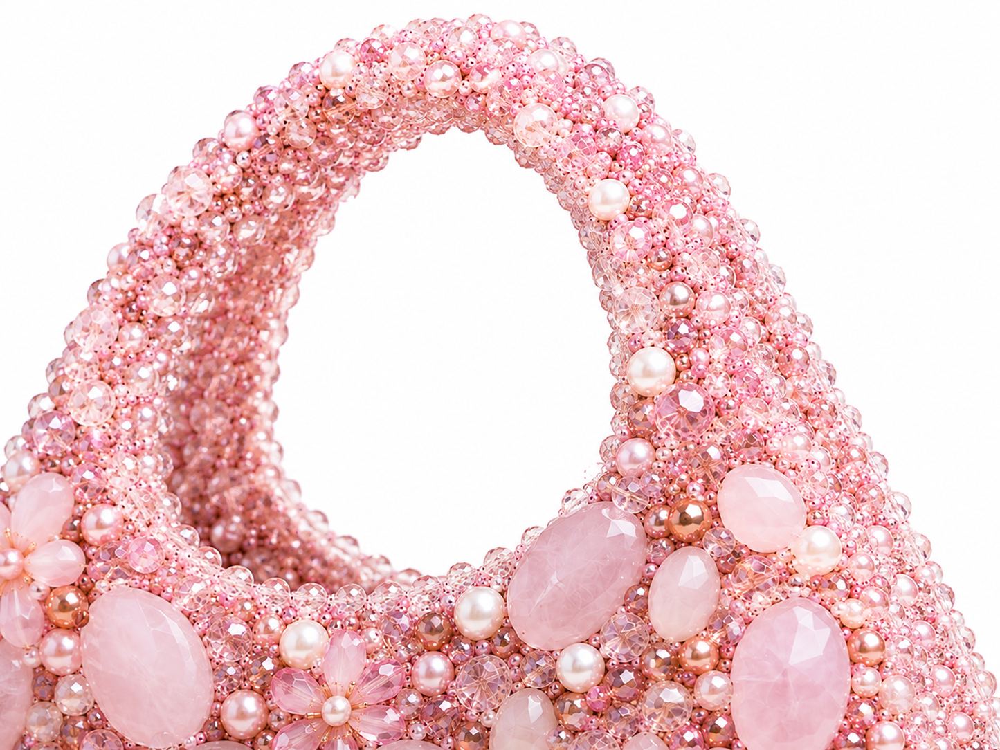 Blush Pink Crystal Beaded Handbag