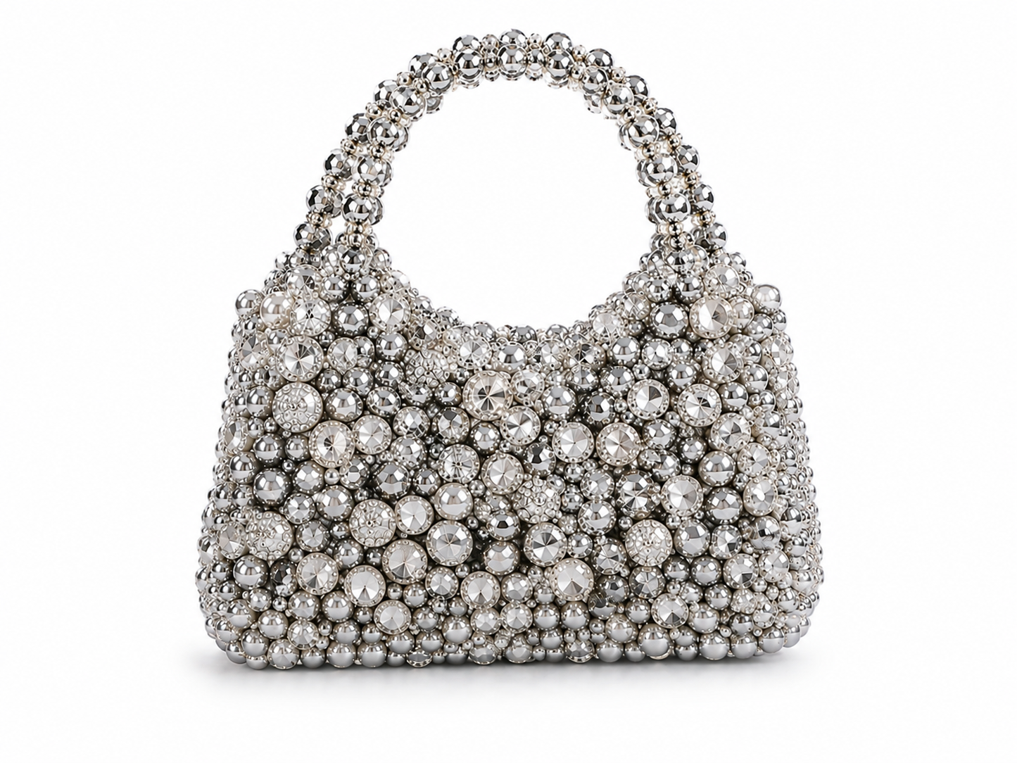 Silver Crystal Beaded Handbag