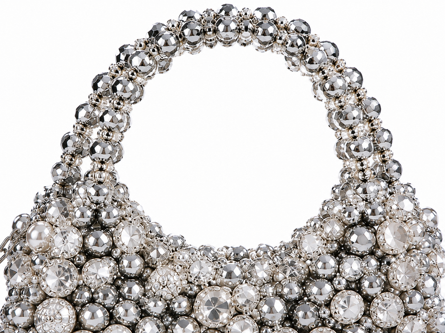 Silver Crystal Beaded Handbag