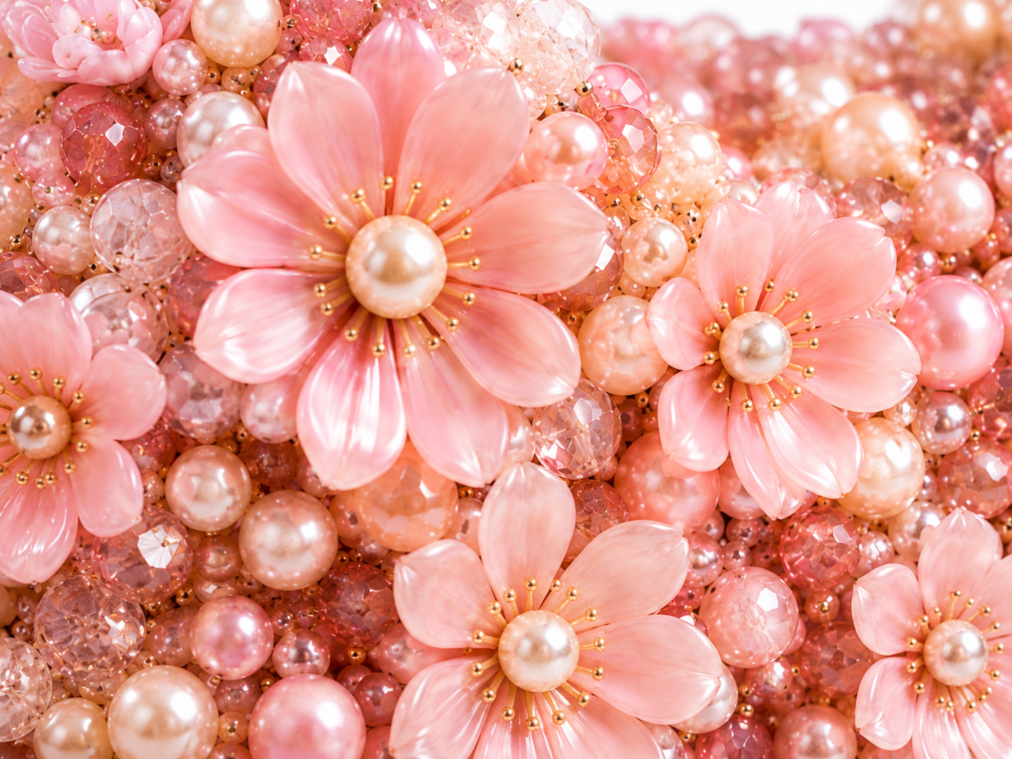 Blush Pink Floral Pearl Beaded Handbag