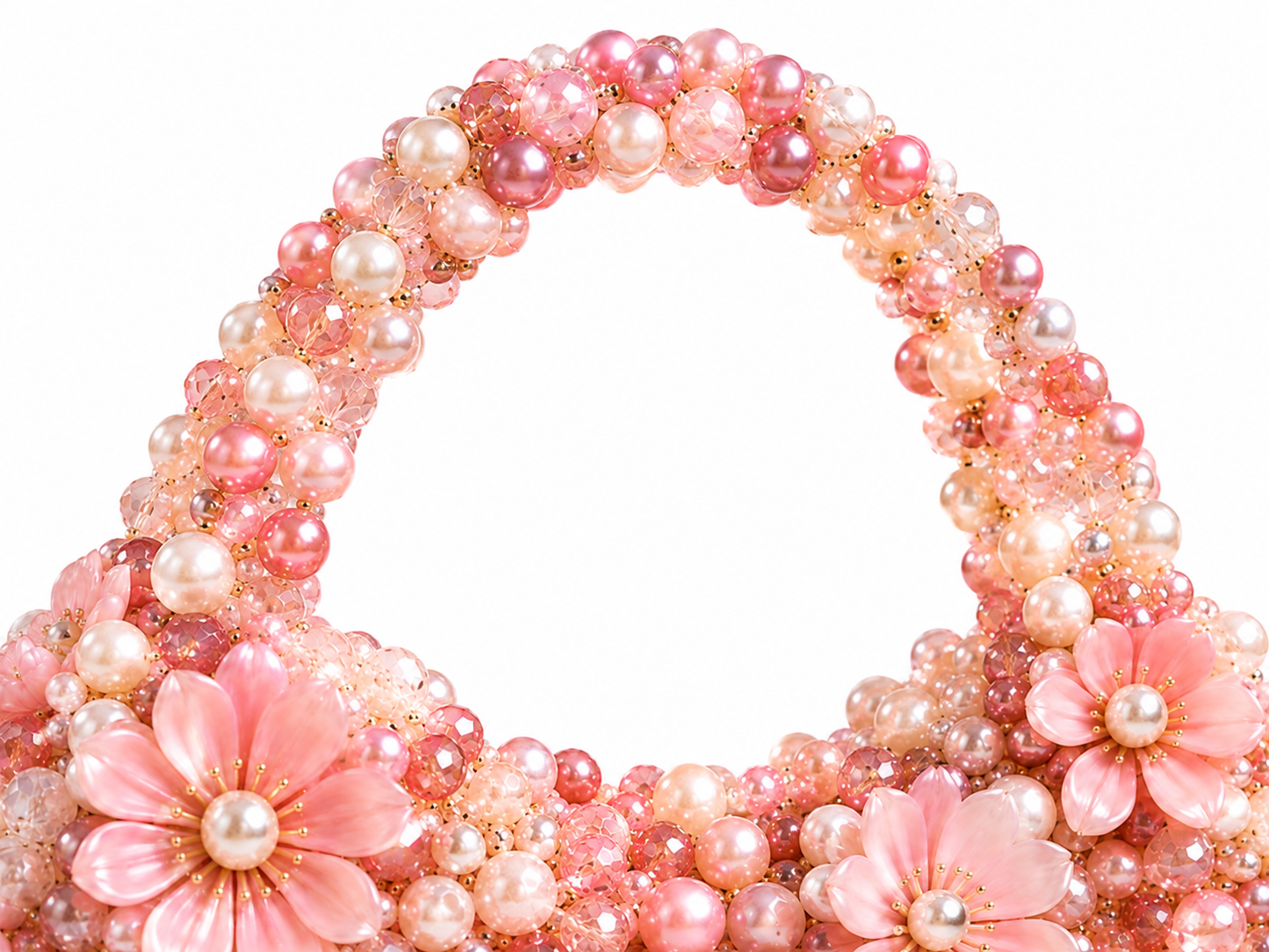Blush Pink Floral Pearl Beaded Handbag