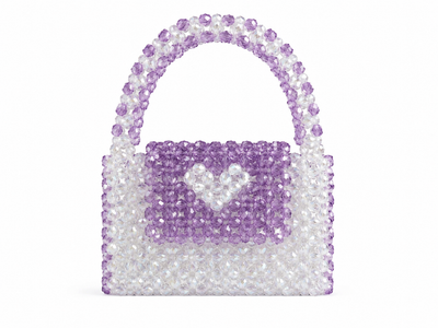 Lavender Heart Crystal Beaded Handbag