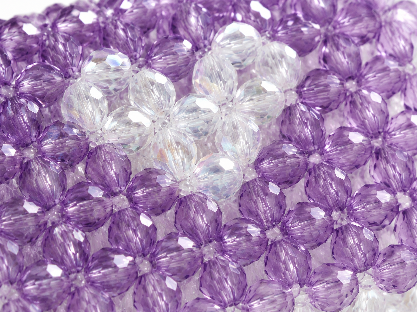 Lavender Heart Crystal Beaded Handbag