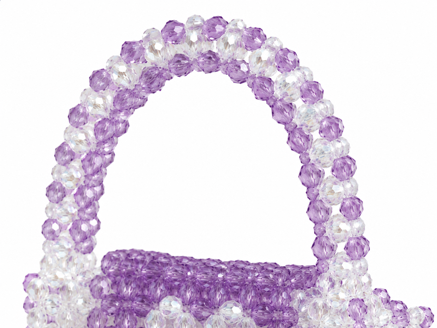 Lavender Heart Crystal Beaded Handbag