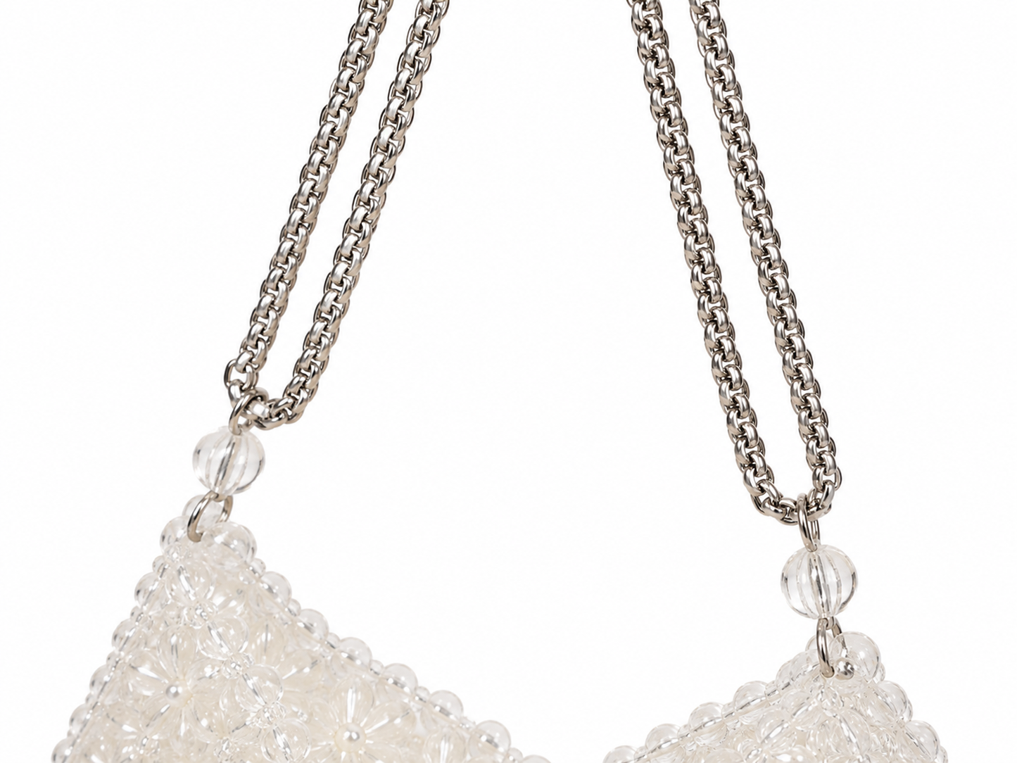 Ivory Crystal Beaded Fringe Shoulder Bag