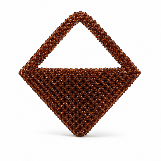 Chocolate Brown Crystal Beaded Handbag