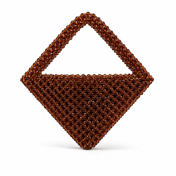 Chocolate Brown Crystal Beaded Handbag