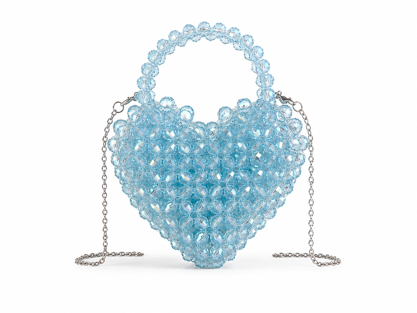 Ice Blue Crystal Beaded Shoulder Bag