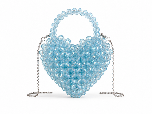 Ice Blue Crystal Beaded Shoulder Bag