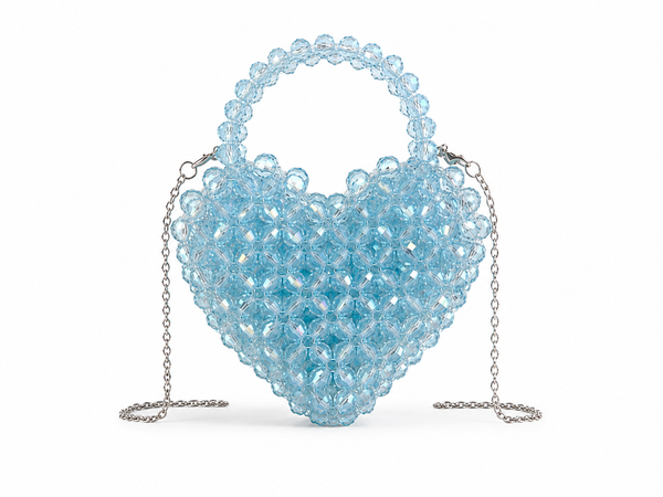 Ice Blue Crystal Beaded Shoulder Bag